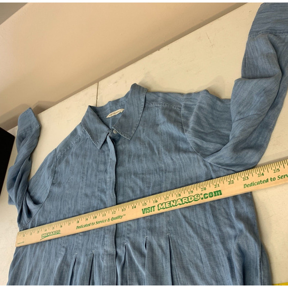 Soft Surroundings Top Sz XL 18 Blue Chambray Tunic Button Revellet Lagenlook NEW - Picture 7 of 16